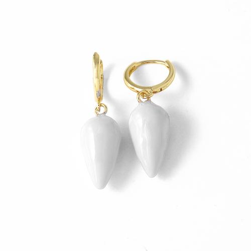 Brass Drop Earring, gold color plated, fashion jewelry & enamel, more colors for choice, nickel, lead & cadmium free, 11x37mm, Sold By Pair