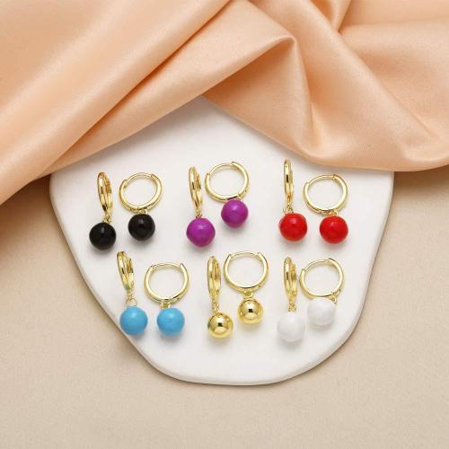 Boucles d'oreilles pendantes en laiton, Placage de couleur d'or, bijoux de mode & émail, plus de couleurs à choisir, protéger l'environnement, sans nickel, plomb et cadmium, 25x8mm, Vendu par paire