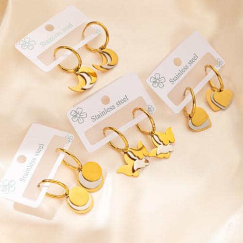 Acier inoxydable Levier Retour Earring, Acier inoxydable 304, Placage de couleur d'or, styles différents pour le choix & pour femme & deux tons, Vendu par paire