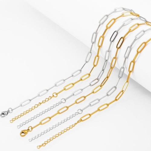 Stainless Steel Jewelry Necklace, 304 Stainless Steel, with 50mm extender chain, plated, fashion jewelry & DIY & Unisex, more colors for choice, Length:550 mm, 5PCs/Bag, Sold By Bag