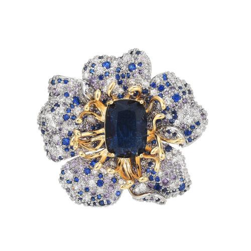 Crystal Brooch, Brass, with Austrian Crystal, plated, micro pave cubic zirconia & for woman, silver color, 38x41mm, Sold By PC