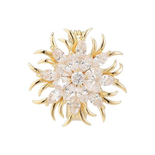 Crystal Brooch, Brass, with Austrian Crystal, plated, micro pave cubic zirconia & for woman, more colors for choice, 23x23mm, Sold By PC