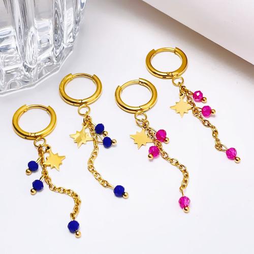 Stainless Steel Drop Earring, 304 Stainless Steel, Vacuum Ion Plating, for woman, more colors for choice, Sold By Pair