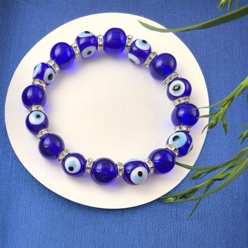 Evil Eye Jewelry Bracelet, Lampwork, with Glass, Vacuum Ion Plating, evil eye pattern & different styles for choice & for woman, more colors for choice, Sold By PC