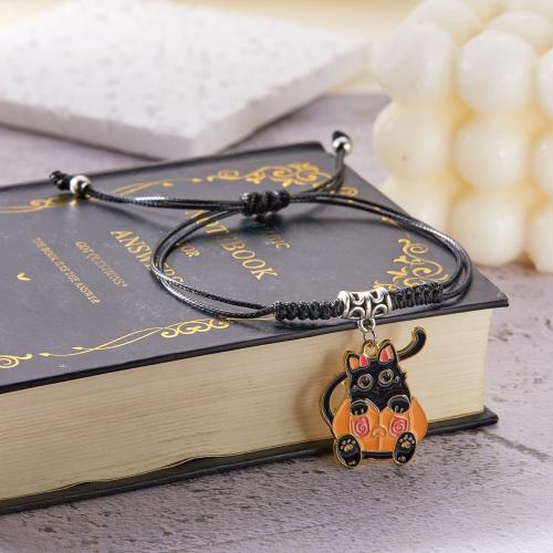 Halloween Bracelet, Waxed Nylon Cord, with Tibetan Style, Vacuum Ion Plating, Halloween Design & different styles for choice & for woman & enamel, more colors for choice, Sold By PC