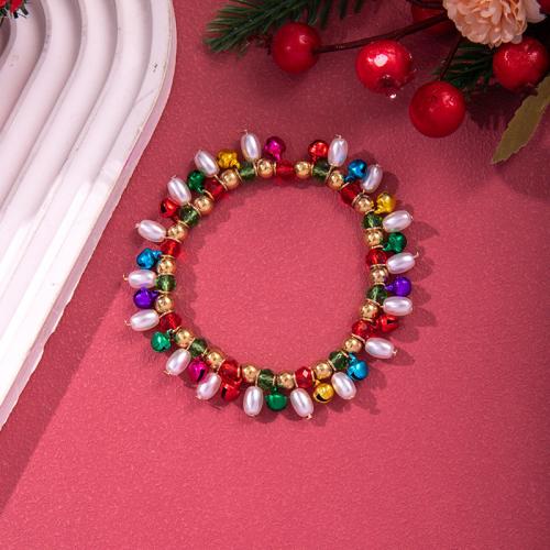 Christmas Holiday Bracelet, Plastic Pearl, Vacuum Ion Plating, different styles for choice & for woman & enamel, more colors for choice, Sold By PC