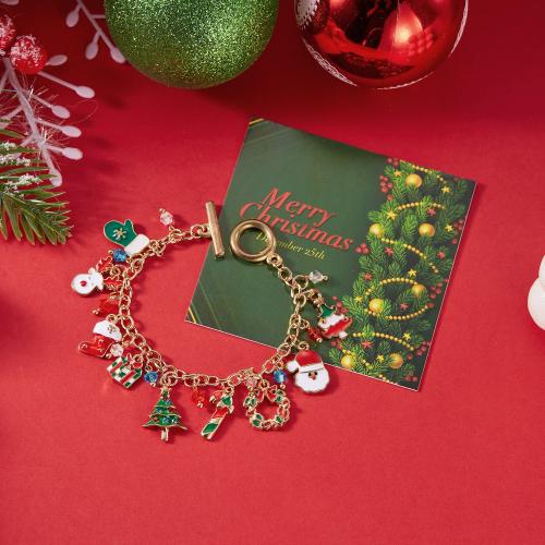 Pulsera de Navidad, aleación de zinc, diferentes estilos para la opción & para mujer & esmalte, más colores para la opción, Vendido por UD