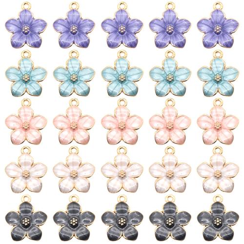 Tibetan Style Enamel Pendants, Flower, plated, DIY, more colors for choice, 17x15mm, 100PCs/Bag, Sold By Bag