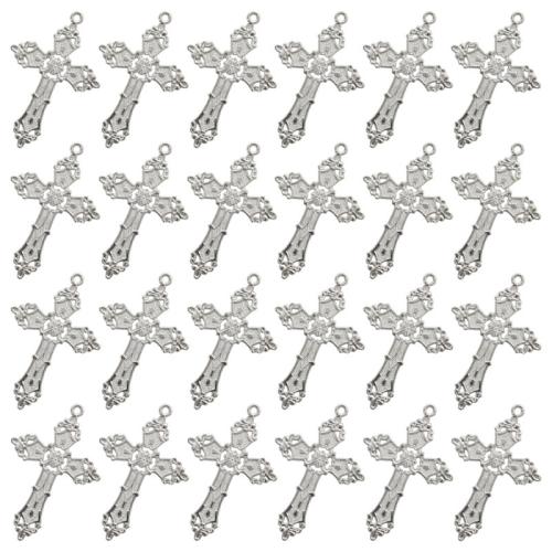 Pendentifs croix en alliage de zinc  , Placage, DIY, 57x37mm, 100PC/sac, Vendu par sac