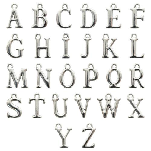 Tibetan Style Alphabet and number Pendants, plated, letters are from A to Z & DIY, more colors for choice, 15.50mm, 100PCs/Bag, Sold By Bag