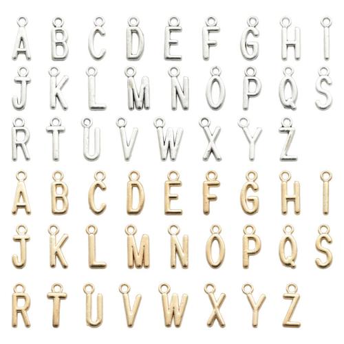 Tibetan Style Alphabet and number Pendants, plated, letters are from A to Z & DIY, more colors for choice, 16x7mm, 26PCs/Set, Sold By Set