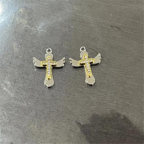 Tibetan Style Rhinestone Pendants, Cross, plated, DIY & with rhinestone, 100PCs/Bag, Sold By Bag