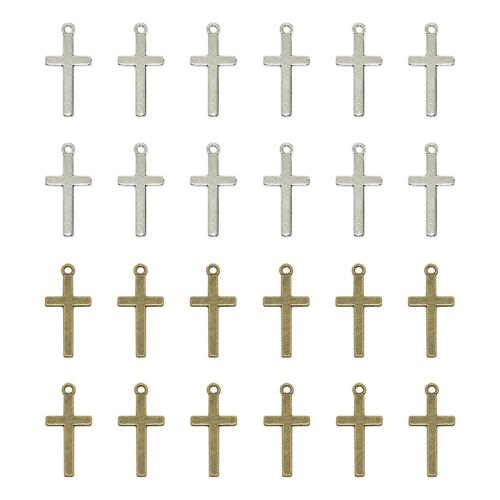 Tibetan Style Cross Pendants, plated, DIY, more colors for choice, 27x13mm, 100PCs/Bag, Sold By Bag