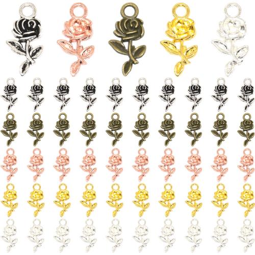 Tibetan Style Flower Pendants, Rose, plated, DIY, more colors for choice, 20x10mm, 100PCs/Bag, Sold By Bag