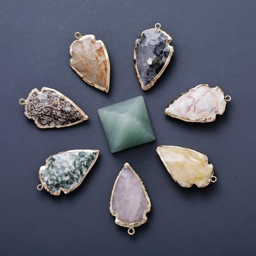 Gemstone Pendants Jewelry, Natural Stone, gold color plated, DIY & different materials for choice, more colors for choice, Sold By PC