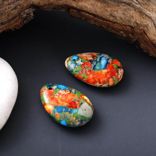 Natural Imperial Jasper Pendants, Impression Jasper, Teardrop, DIY, mixed colors, 18x25mm, Sold By PC