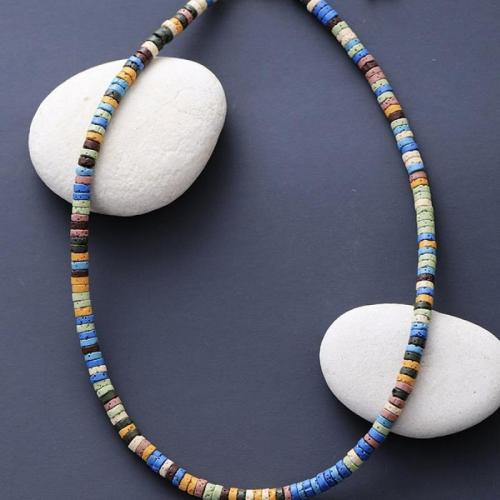 Natural Gemstone Necklace, Lava, for woman, multi-colored, Length:40 m, Sold By PC