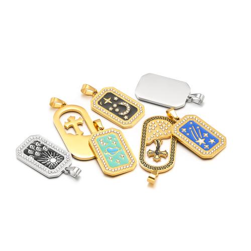 Stainless Steel Pendants, 304 Stainless Steel, Vacuum Plating, DIY & different styles for choice & enamel & with rhinestone, more colors for choice, 4PCs/Bag, Sold By Bag