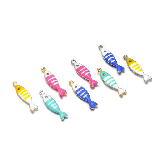 Stainless Steel Animal Pendants, 304 Stainless Steel, Fish, plated, DIY & enamel, more colors for choice, 20PCs/Bag, Sold By Bag