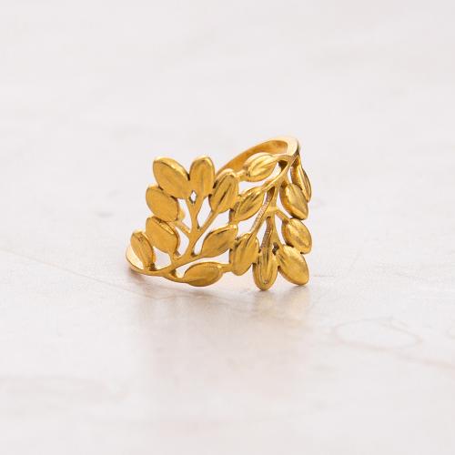 Stainless Steel Finger Ring, 304 Stainless Steel, Branch, plated, fashion jewelry & for woman & hollow, golden, Sold By PC