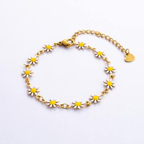 Stainless Steel Jewelry Bracelet, 304 Stainless Steel, plated, fashion jewelry & for woman & enamel, golden, Sold By PC