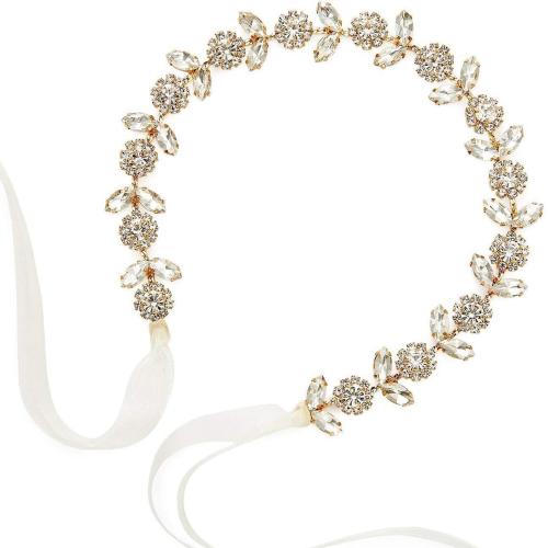 Headband, Brass, with Cloth, handmade, fashion jewelry & for woman & with rhinestone, more colors for choice, 350mm, Sold By PC