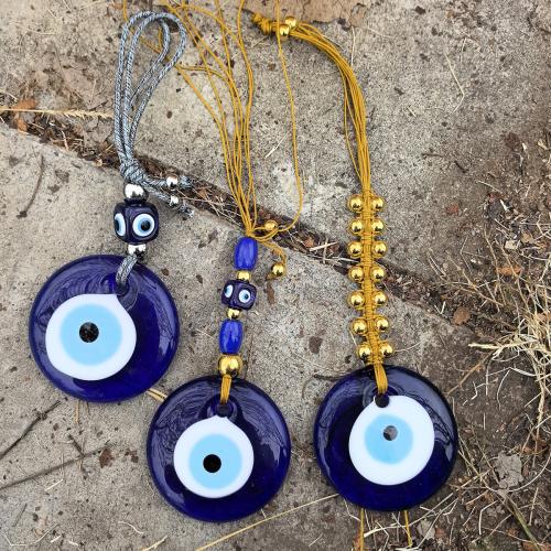 Hanging Ornaments, Glass, with Lampwork, half handmade, evil eye pattern, more colors for choice, Sold By PC