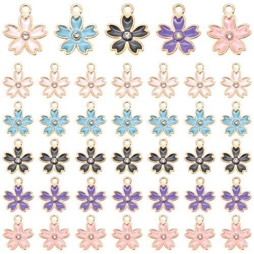 Tibetan Style Enamel Pendants, Flower, plated, DIY, more colors for choice, 16x14mm, 100PCs/Bag, Sold By Bag