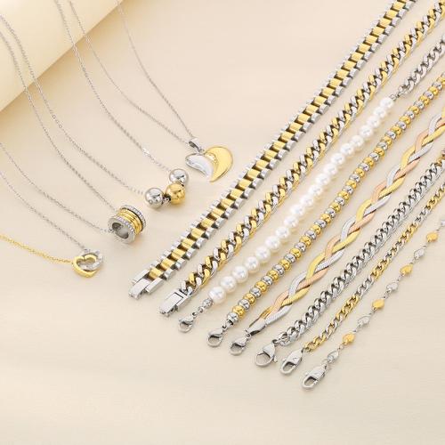 Stainless Steel Jewelry Necklace, 304 Stainless Steel, Vacuum Ion Plating, different size for choice & for woman & with rhinestone, more colors for choice, Sold By PC