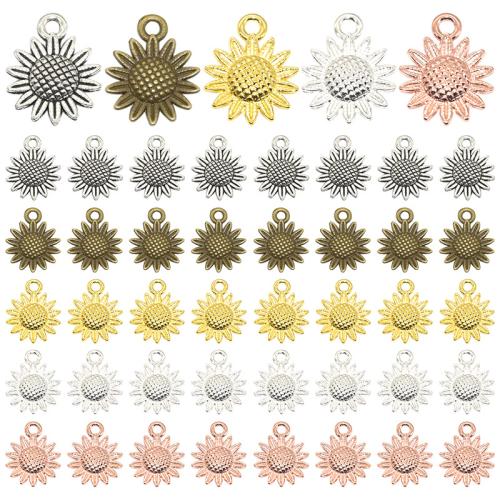 Zinklegierung Blume Anhänger, Sonnenblume, plattiert, DIY, keine, 19x15mm, 100PCs/Tasche, verkauft von Tasche