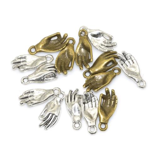 Tibetan Style Hand Pendants, plated, DIY, more colors for choice, 17x7mm, 100PCs/Bag, Sold By Bag