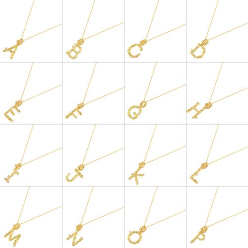 laiton collier, Lettre d’alphabet, Placage, chaîne ovale & styles différents pour le choix & pavé de micro zircon & pour femme, plus de couleurs à choisir, Longueur:Environ 18.3 pouce, Vendu par PC