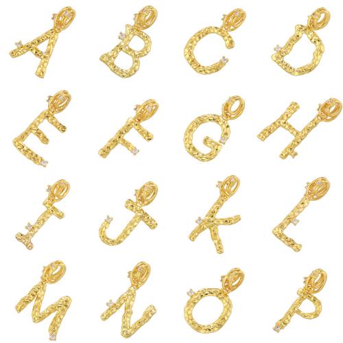 Cubic Zirconia Micro Pave Brass Pendant, Alphabet Letter, plated, DIY & different styles for choice & micro pave cubic zirconia, more colors for choice, Sold By PC