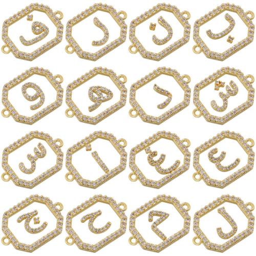 Cubic Zirconia Micro Pave Brass Connector, Number, plated, DIY & different styles for choice & micro pave cubic zirconia, 20x13.50mm, Sold By PC