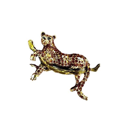 Tibetan Style Brooch, Leopard, gold color plated, fashion jewelry & Unisex, 35x50mm, Sold By PC