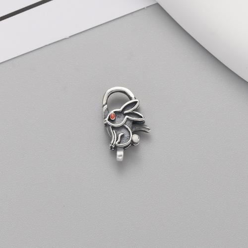 Bracelet en argent sterling, Argent sterling 925, lapin, DIY & noircir, 9.10x15.60mm, Vendu par PC