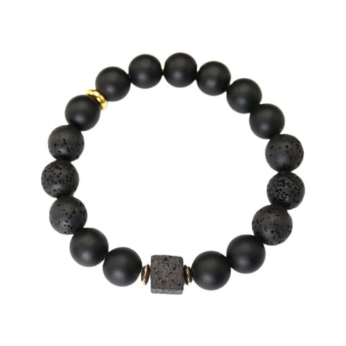 Lava Bracelet, with Obsidian & Labradorite, Round, different materials for choice & Unisex, beads length 10mm, Length:Approx 7 Inch, Sold By PC