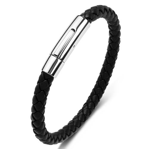 Microfibre PU bracelet, avec Acier inoxydable 304, unisexe & normes différentes pour le choix, plus de couleurs à choisir, Vendu par PC