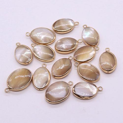 Shell Pendants, Natural Seashell, with Brass, Oval, gold color plated, DIY, about:15-25mm, Sold By PC