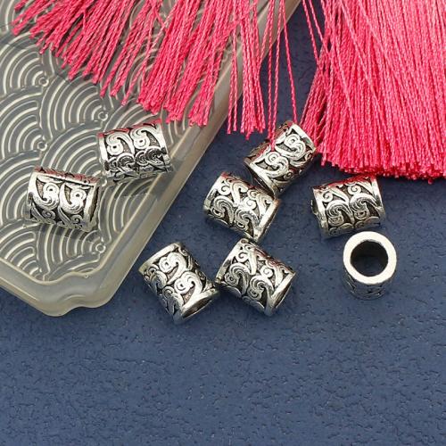 Zink Legierung Perlen Schmuck, Zinklegierung, Zylinder, antik silberfarben plattiert, DIY, frei von Nickel, Blei & Kadmium, 13.50x7mm, Bohrung:ca. 4mm, ca. 100PCs/Tasche, verkauft von Tasche