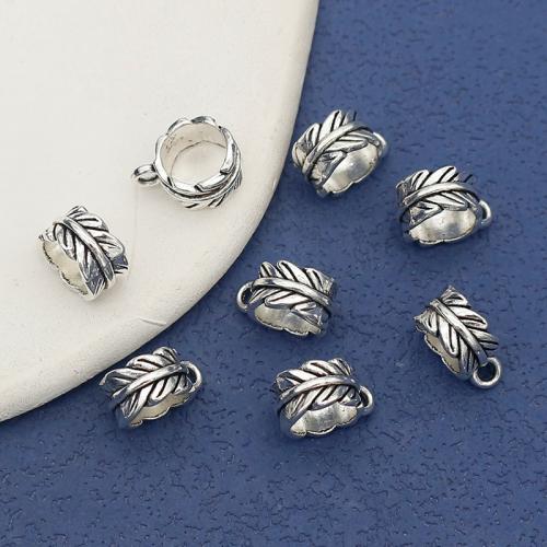 Tibetan Style Bail Beads, Leaf, antique silver color plated, DIY, nickel, lead & cadmium free, 12x9mm, Approx 100PCs/Bag, Sold By Bag