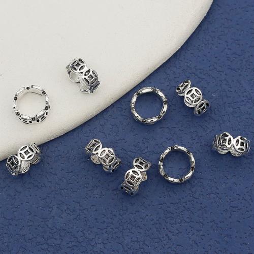 Perles intercalaires en alliage de zinc, Plaqué de couleur d'argent, DIY, protéger l'environnement, sans nickel, plomb et cadmium, 8x4mm, Trou:Environ 6mm, Environ 100PC/sac, Vendu par sac