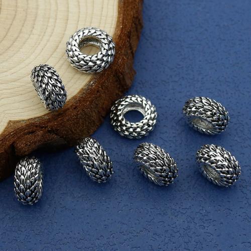 Bijoux de perles en alliage de Zinc , Plaqué de couleur d'argent, DIY, protéger l'environnement, sans nickel, plomb et cadmium, 11.50x5.50mm, Trou:Environ 5mm, Environ 100PC/sac, Vendu par sac