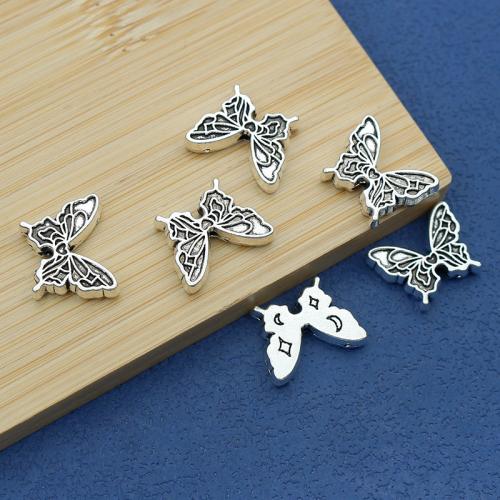 Perles animaux en alliage de zinc, papillon, Plaqué de couleur d'argent, DIY, protéger l'environnement, sans nickel, plomb et cadmium, 16.50x13x4mm, Trou:Environ 1.5mm, Environ 100PC/sac, Vendu par sac