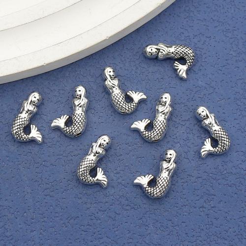 Zink Legierung Perlen Schmuck, Zinklegierung, Meerfrau, antik silberfarben plattiert, DIY, frei von Nickel, Blei & Kadmium, 13x9x4mm, ca. 100PCs/Tasche, verkauft von Tasche