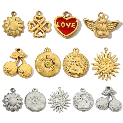 Stainless Steel Pendants, 304 Stainless Steel, Vacuum Ion Plating, Different Shape for Choice & DIY, more colors for choice, 6PCs/Bag, Sold By Bag