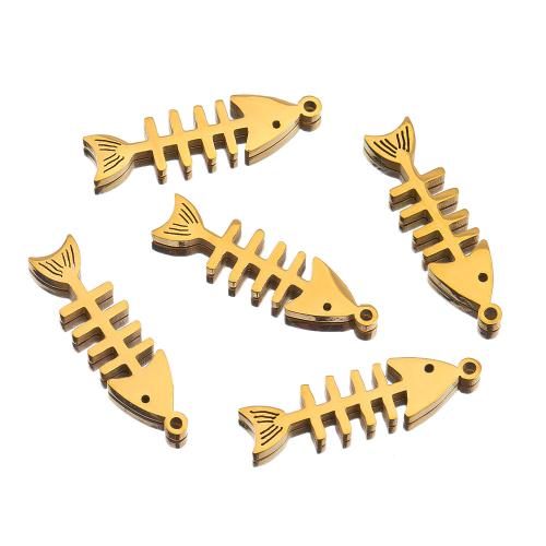 Stainless Steel Pendants, 304 Stainless Steel, Fish Bone, Vacuum Ion Plating, DIY, more colors for choice, 5x19mm, Approx 100PCs/Bag, Sold By Bag