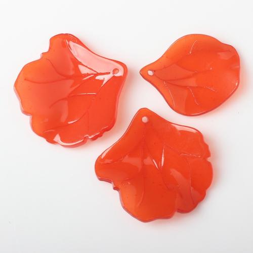 Resin Pendant, Leaf, DIY & different size for choice, orange, Approx 100PCs/Bag, Sold By Bag