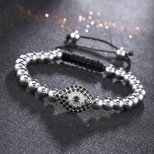 Befestiger Zirkonia Messing Armband, Zinklegierung, mit Knotenschnur & Messing, plattiert, Einstellbar & unisex & Micro pave Zirkonia, keine, frei von Nickel, Blei & Kadmium, Länge:16 cm, verkauft von PC