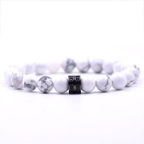 Befestiger Zirkonia Messing Armband, mit Lava, plattiert, verschiedenen Materialien für die Wahl & unisex & Micro pave Zirkonia, keine, frei von Nickel, Blei & Kadmium, 8mm, Länge:15 cm, verkauft von PC